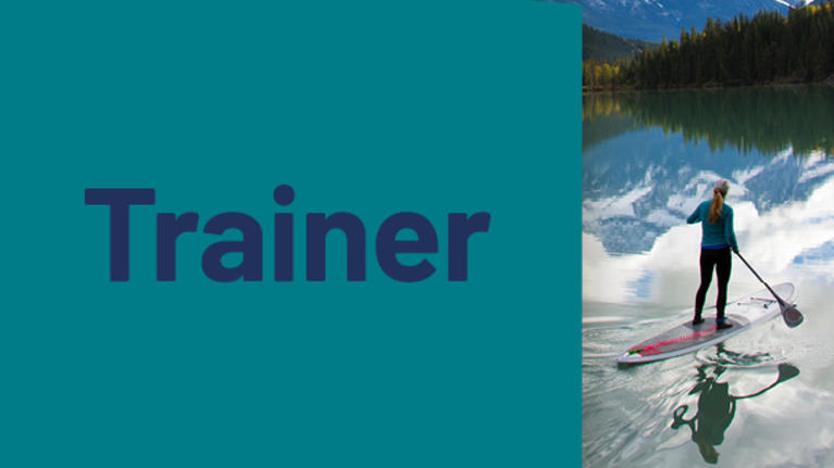 Trainer logo with woman paddleboarding