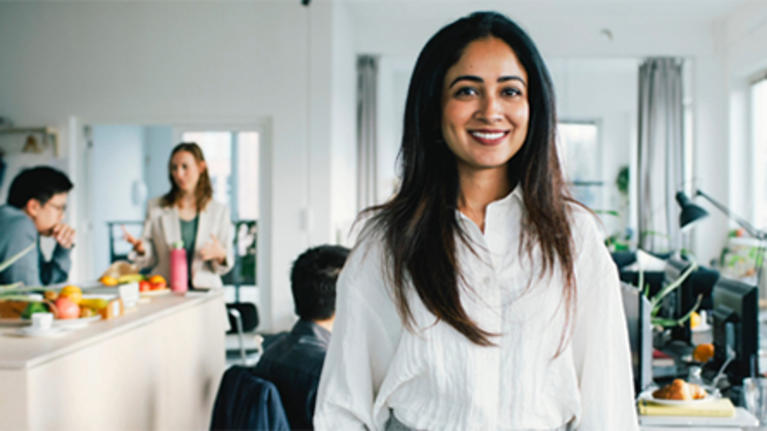 Smiling assessment professional in an office