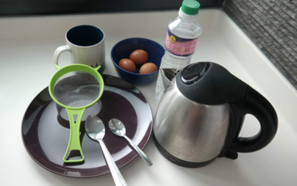 A science experiment with eggs and vinegar