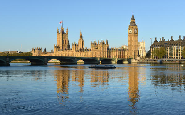 The Houses of Parliament with the River Thames in the foreground
