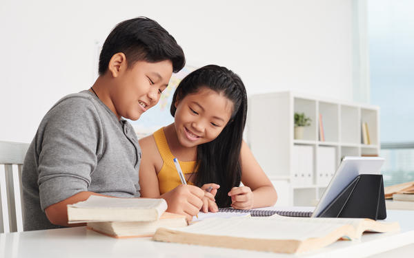 Children studying lessons
