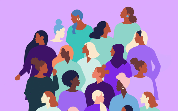 Colourful graphic of women