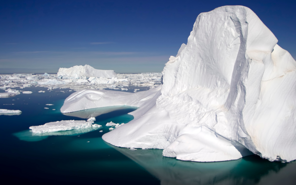 An iceberg in the Antarctic on a clear sunny day