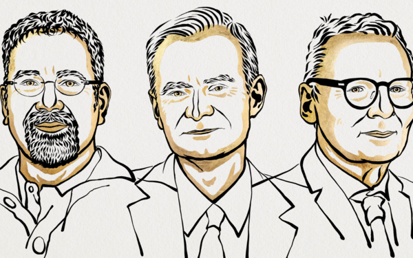 illustration of three 2024 Nobel Prize winners