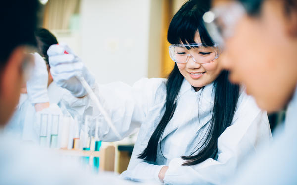 Student conducting a science experiment
