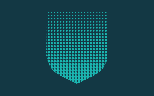 Shield outline with Cambridge Blue dot pattern, on a dark Cambridge Blue background