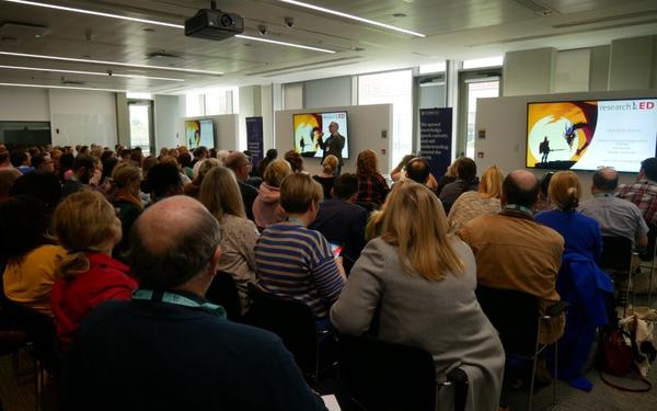 seated crowd attending researchED event at Cambridge