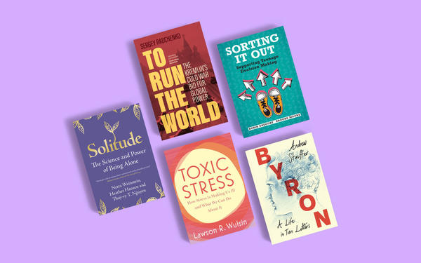 5 book Cambridge book covers on purple background