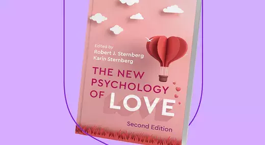 The New Psychology of Love book cover on purple background