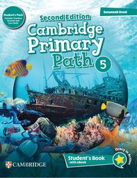 A Cambridge Primary Path 5 Student's Book, featuring a colorful cover and educational content for young learners.