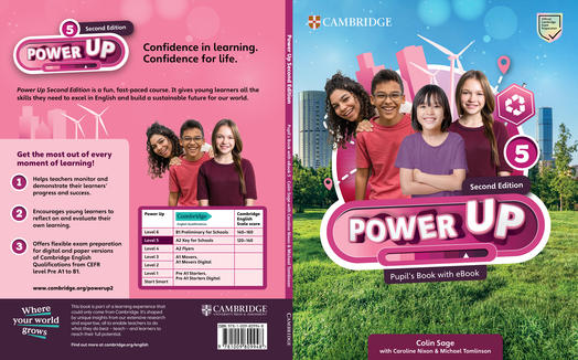 Power Up 5th Edition cover with vibrant graphics and game-themed elements.