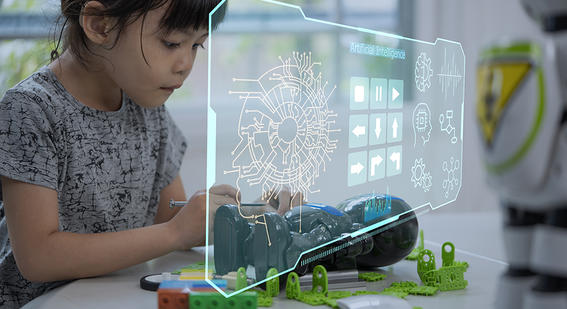 A student interacts with an AI tool while studying.