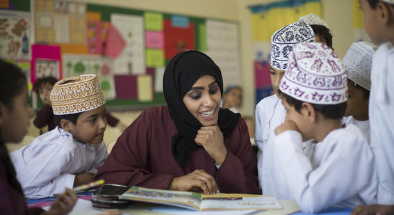 Teacher in Oman classroom