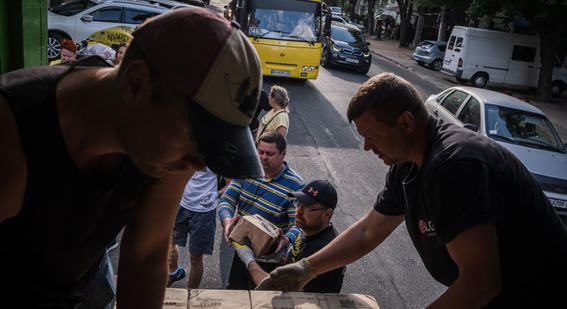 Volunteers working refugees in Odesa, Ukraine