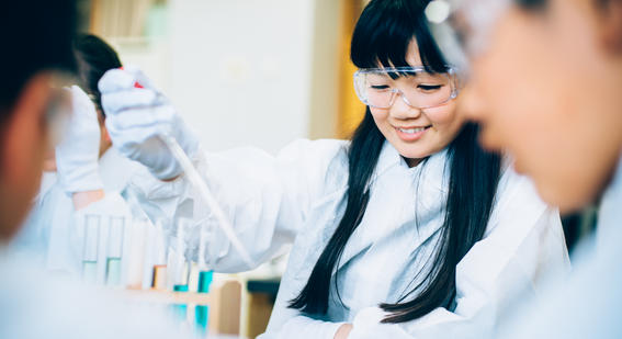 Student conducting a science experiment