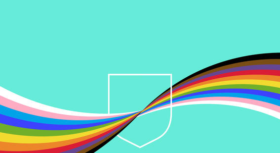 Cambridge shield with Pride flag 