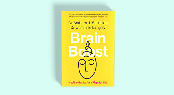 Yellow Brain Boost book cover, blue background