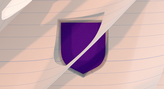 illustration of purple Cambridge shield on paper