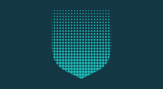 Shield outline with Cambridge Blue dot pattern, on a dark Cambridge Blue background